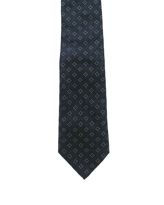 Armani Collezioni Mens Black / Gray Geometric Silk Neck Tie