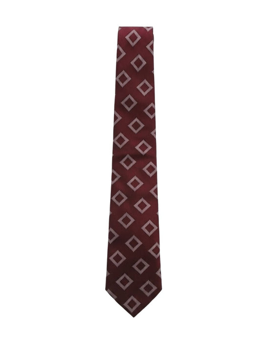 Armani Collezioni Mens Burgundy / Ivory Geometric Silk Neck Tie