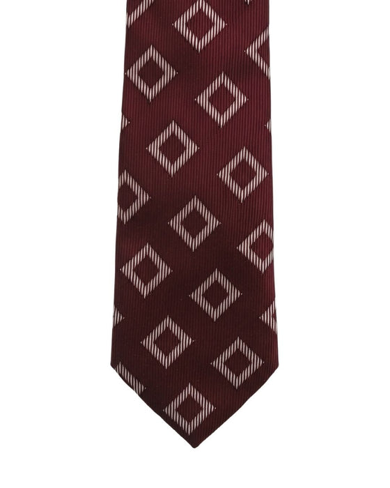 Armani Collezioni Mens Burgundy / Ivory Geometric Silk Neck Tie