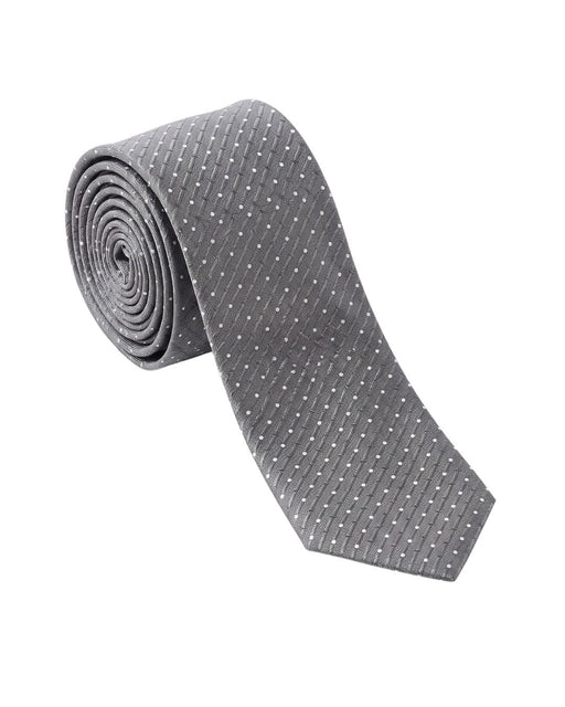 Armani Collezioni Mens Gray / White Micro Dash Neck Tie