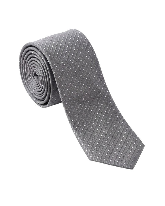 Armani Collezioni Mens Gray / White Micro Dash Neck Tie