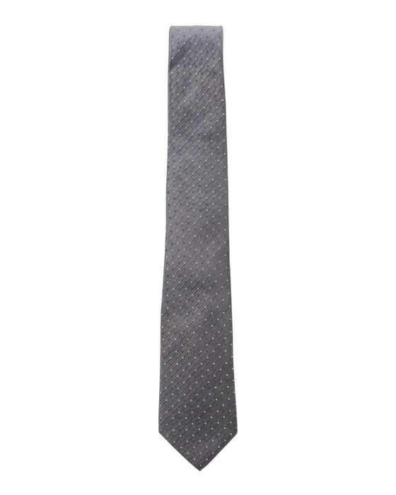 Armani Collezioni Mens Gray / White Micro Dash Neck Tie