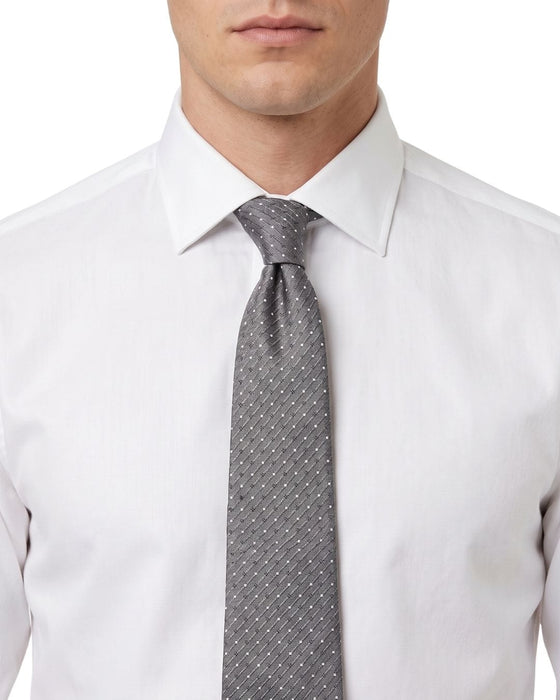 Armani Collezioni Mens Gray / White Micro Dash Neck Tie