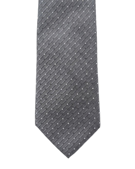 Armani Collezioni Mens Gray / White Micro Dash Neck Tie
