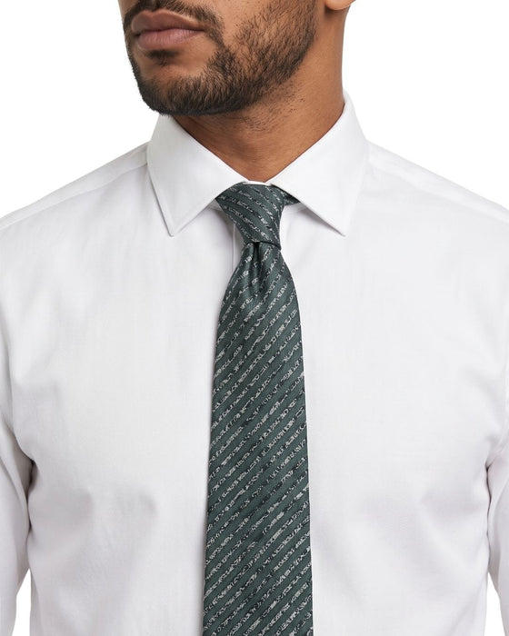 Armani Collezioni Mens Teal / White Dash Silk Neck Tie