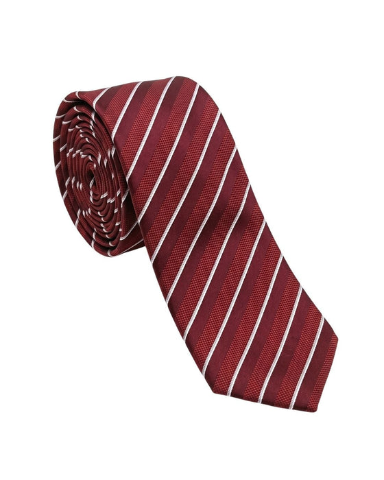 Armani Collezioni Mens Red / White Diagonal Stripe Silk Neck Tie