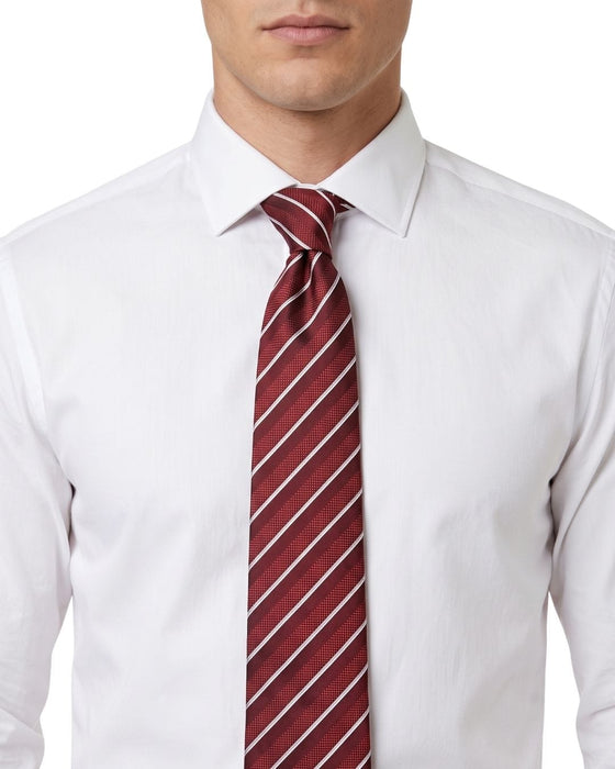 Armani Collezioni Mens Red / White Diagonal Stripe Silk Neck Tie
