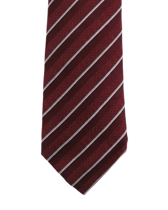 Armani Collezioni Mens Red / White Diagonal Stripe Silk Neck Tie