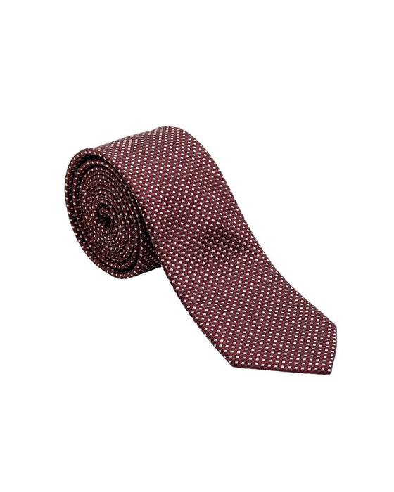 Armani Collezioni Mens Burgundy / White Micro Dot Silk Neck Tie