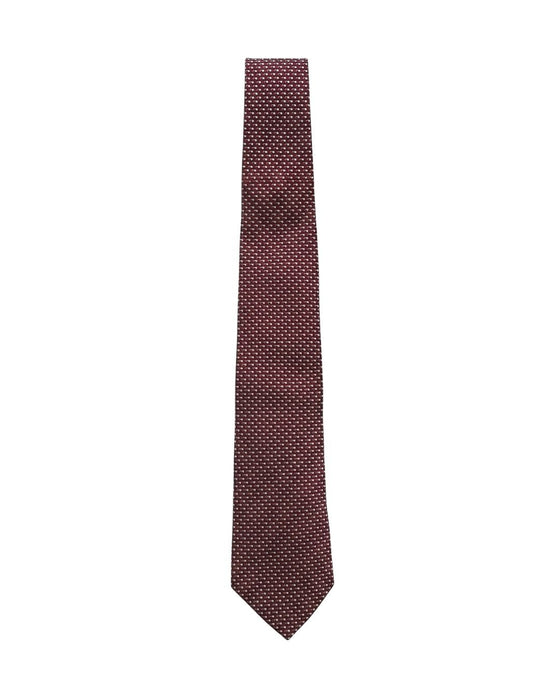 Armani Collezioni Mens Burgundy / White Micro Dot Silk Neck Tie