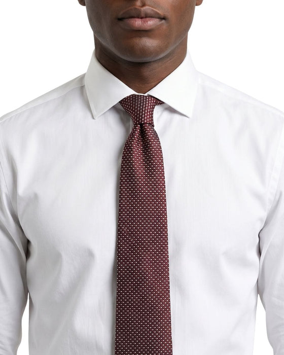 Armani Collezioni Mens Burgundy / White Micro Dot Silk Neck Tie