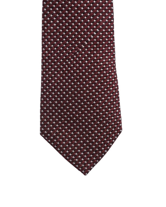 Armani Collezioni Mens Burgundy / White Micro Dot Silk Neck Tie