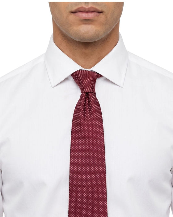 Armani Collezioni Mens Burgundy Solid Textured Silk Neck Tie