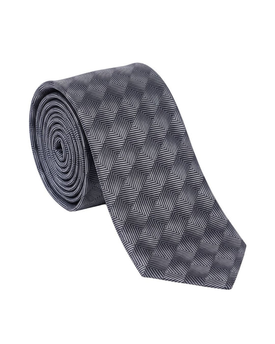 Armani Collezione Mens Charcoal Gray / Silver Gray Optical Geometric Neck Tie
