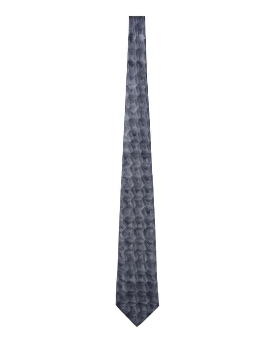 Armani Collezione Mens Charcoal Gray / Silver Gray Optical Geometric Neck Tie
