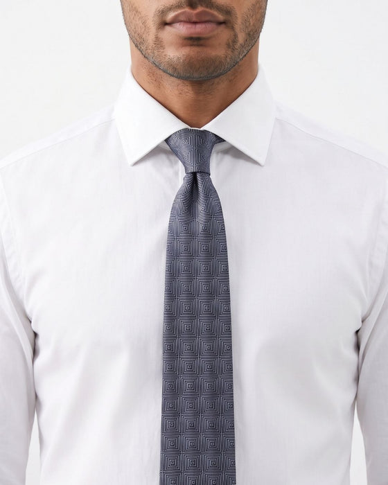 Armani Collezione Mens Charcoal Gray / Silver Gray Optical Geometric Neck Tie