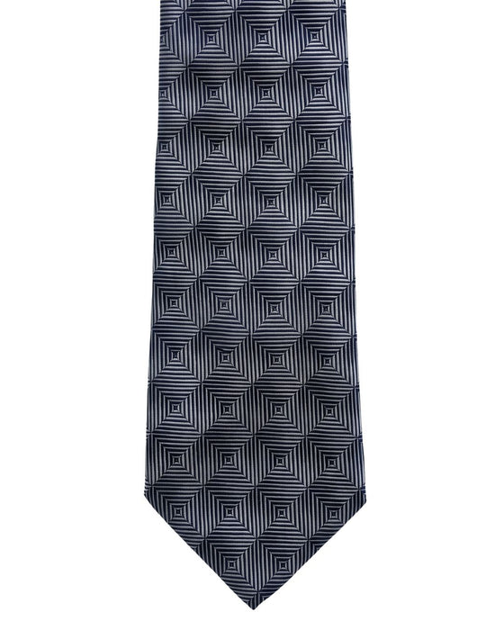 Armani Collezione Mens Charcoal Gray / Silver Gray Optical Geometric Neck Tie