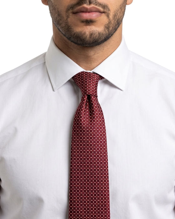 Armani Collezioni Mens Burgundy / Black Micro Dot Silk Neck Tie