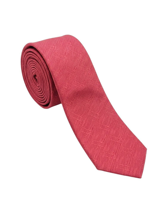 Armani Collezioni Mens Coral Red Solid Textured Silk Neck Tie