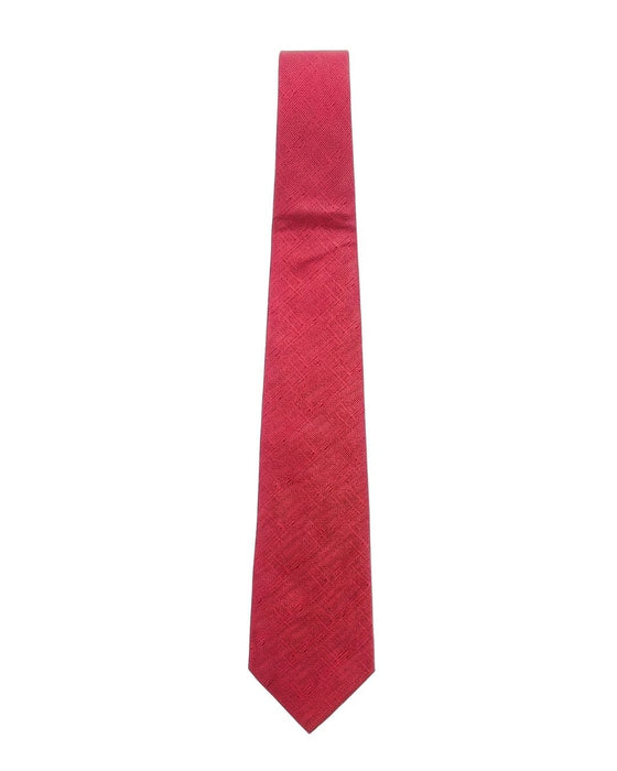 Armani Collezioni Mens Coral Red Solid Textured Silk Neck Tie