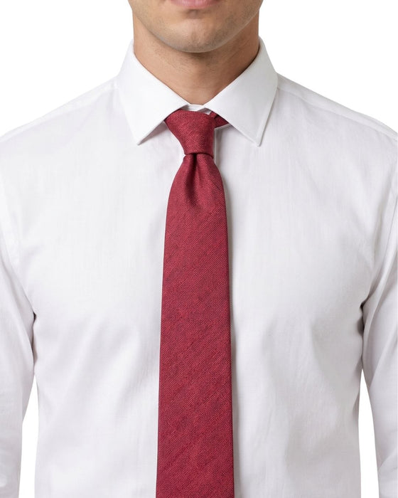 Armani Collezioni Mens Coral Red Solid Textured Silk Neck Tie