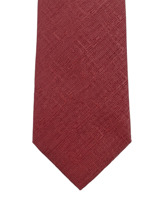Armani Collezioni Mens Coral Red Solid Textured Silk Neck Tie