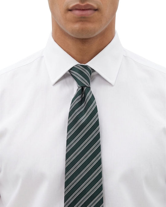 Armani Collezioni Mens Green / Pink / White Diagonal Stripe Silk Neck Tie