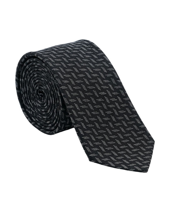 Armani Collezioni Mens Black / Gray Geometric Silk Neck Tie