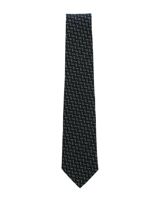 Armani Collezioni Mens Black / Gray Geometric Silk Neck Tie