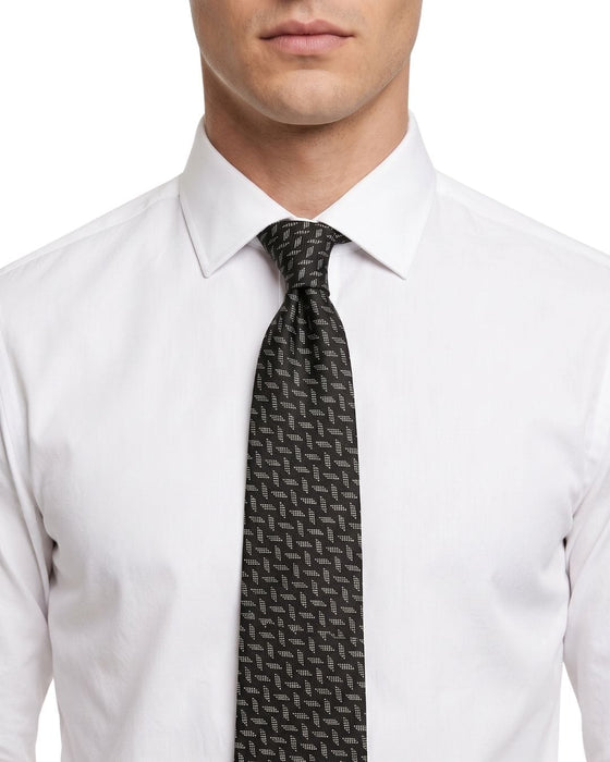 Armani Collezioni Mens Black / Gray Geometric Silk Neck Tie
