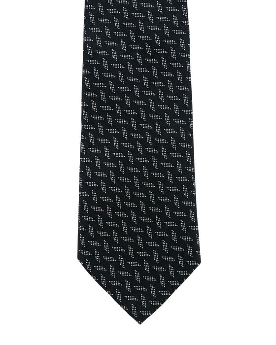 Armani Collezioni Mens Black / Gray Geometric Silk Neck Tie