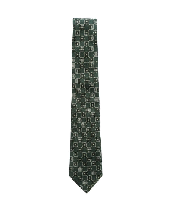 Armani Collezioni Mens Olive Green / Beige Geometric Silk Neck Tie