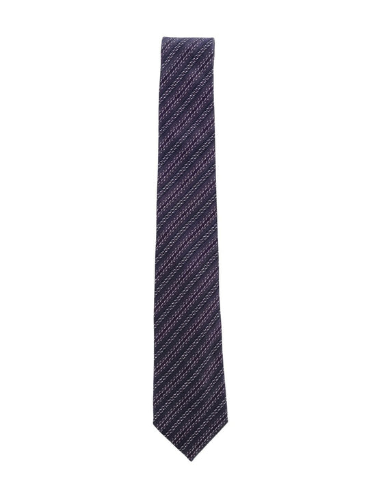 Armani Collezioni Mens Dark Purple / Pink Textured Diagonal Stripe Neck Tie