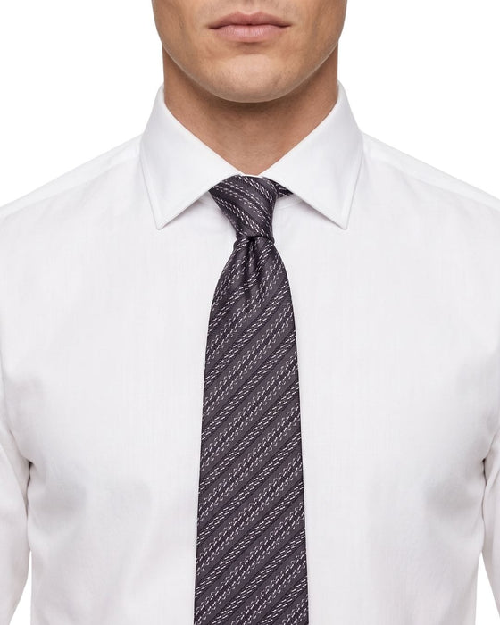 Armani Collezioni Mens Dark Purple / Pink Textured Diagonal Stripe Neck Tie