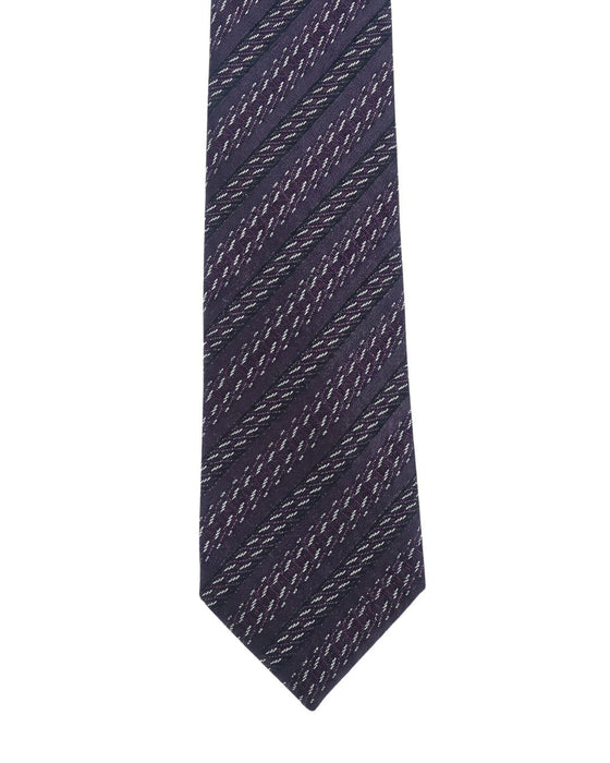 Armani Collezioni Mens Dark Purple / Pink Textured Diagonal Stripe Neck Tie