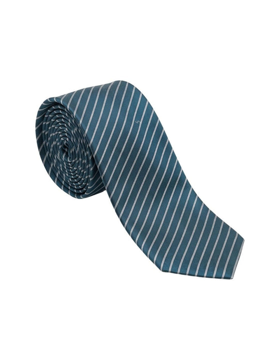Armani Collezioni Mens Teal / Blue / White Diagonal Stripe Silk Neck Tie