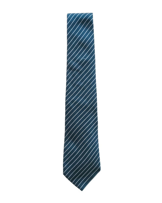 Armani Collezioni Mens Teal / Blue / White Diagonal Stripe Silk Neck Tie