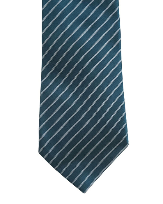 Armani Collezioni Mens Teal / Blue / White Diagonal Stripe Silk Neck Tie