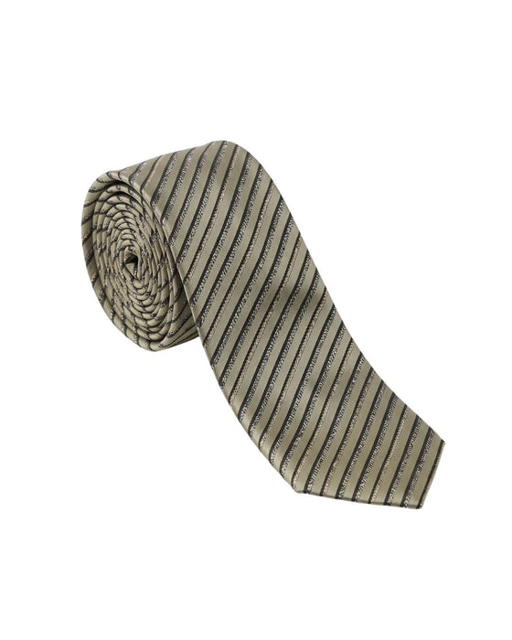 Armani Collezioni Mens Beige / Black Diagonal Stripe Silk Neck Tie