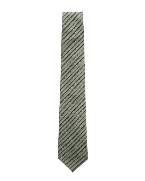 Armani Collezioni Mens Beige / Black Diagonal Stripe Silk Neck Tie