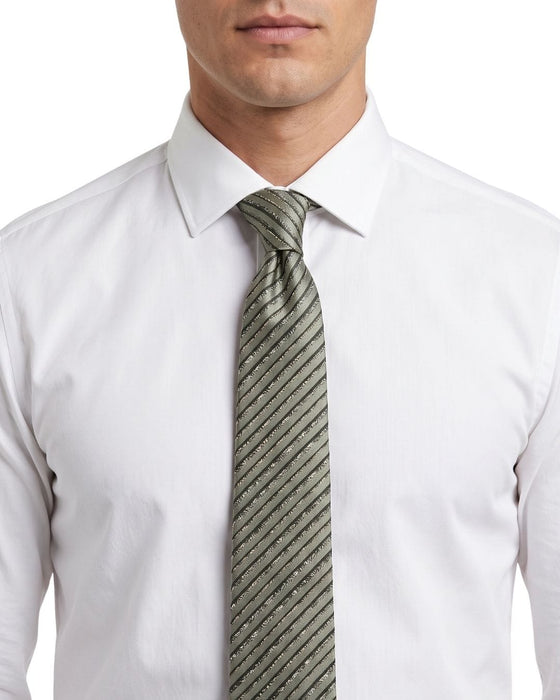 Armani Collezioni Mens Beige / Black Diagonal Stripe Silk Neck Tie