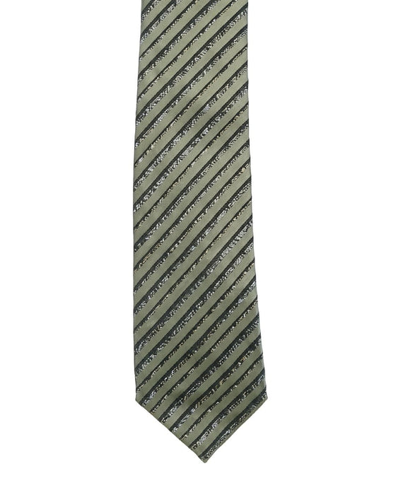 Armani Collezioni Mens Beige / Black Diagonal Stripe Silk Neck Tie