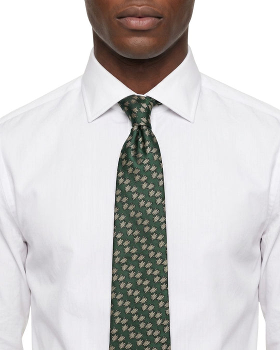 Armani Collezioni Mens Green / Tan Floral Silk Neck Tie
