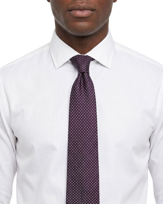 Armani Collezioni Mens Purple / White Micro Geometric Silk Neck Tie
