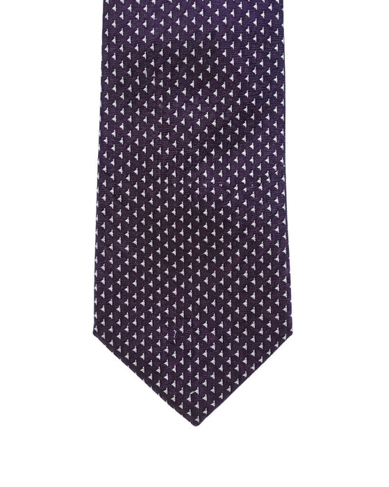 Armani Collezioni Mens Purple / White Micro Geometric Silk Neck Tie