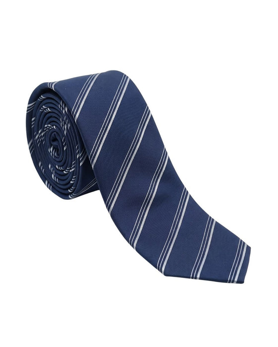 Armani Collezione Mens Navy Blue / White / Gray Diagonal Stripe Neck Tie