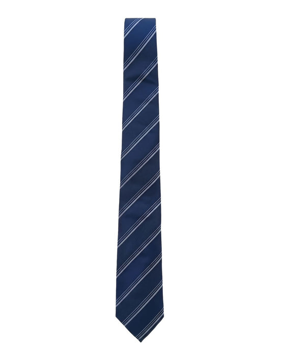 Armani Collezione Mens Navy Blue / White / Gray Diagonal Stripe Neck Tie
