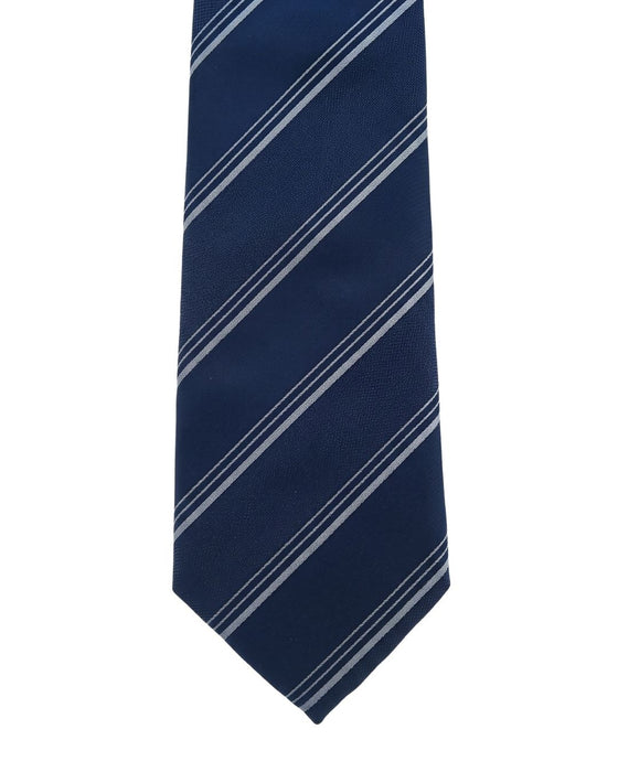 Armani Collezione Mens Navy Blue / White / Gray Diagonal Stripe Neck Tie
