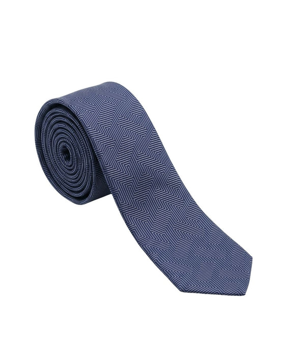 Armani Collezione Mens Navy Blue Tonal Geometric Neck Tie
