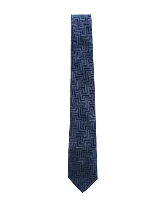 Armani Collezione Mens Navy Blue Tonal Geometric Neck Tie
